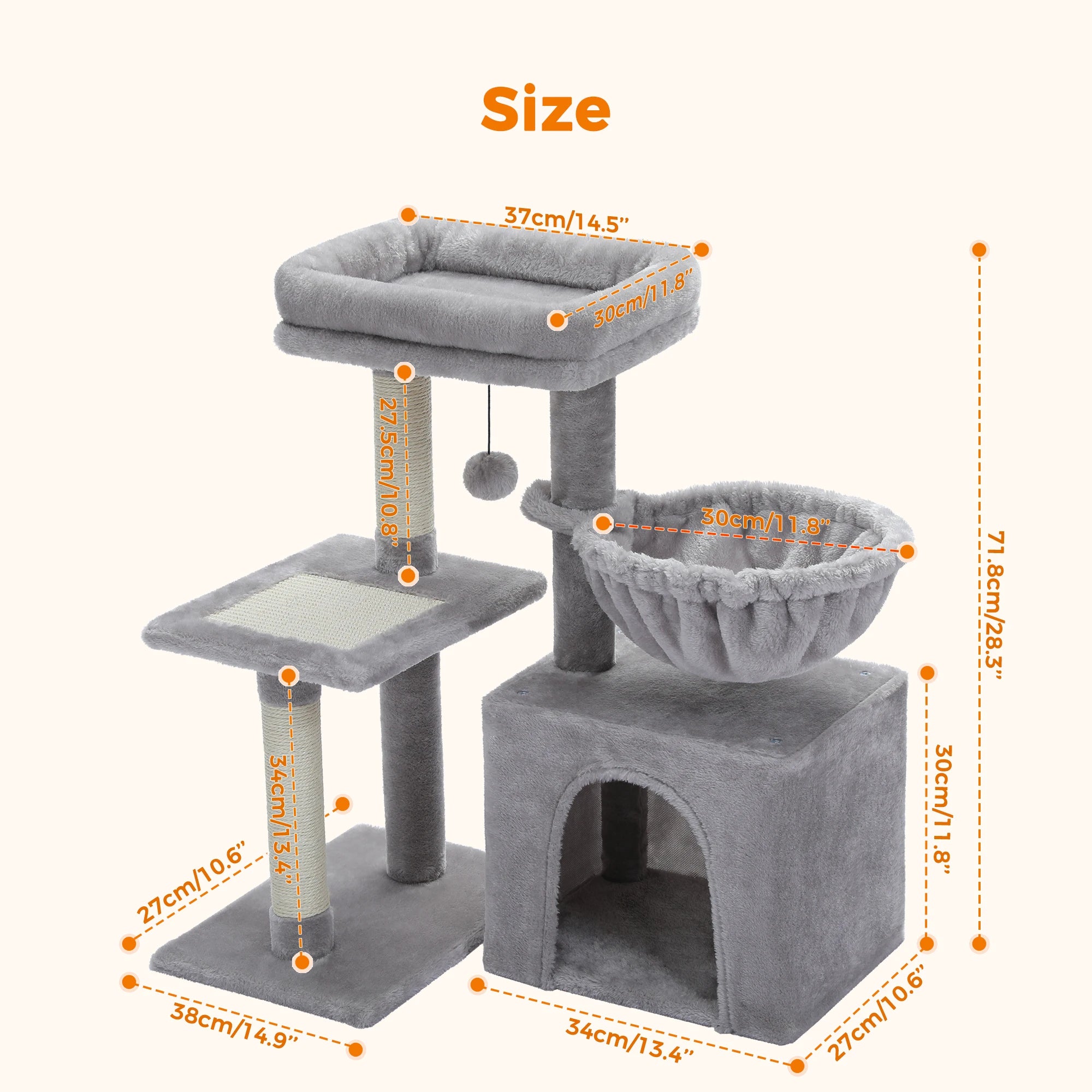 Cat tree Cat Tower for Indoor Cats 2 Styles Cat Activity Tree with Cat Scratching Posts Big Hammock and Removable Top Perch Grey AMT0208GY / CZECH REPUBLIC,AMT0208GY / france,AMT0208GY / United States,AMT0208BG / United States,AMT0208BG / CZECH REPUBLIC,AMT0208BG / france