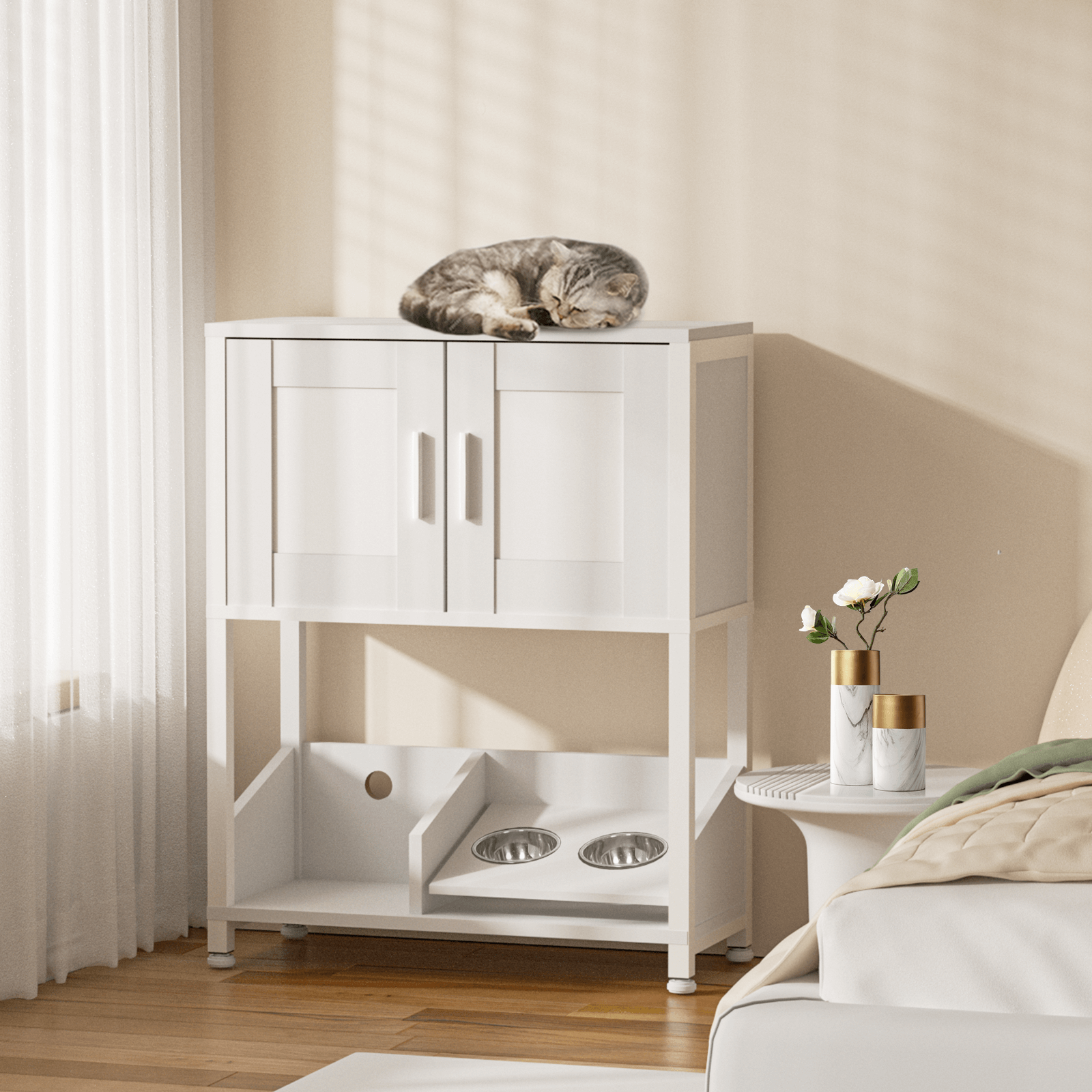 Cat Bowl Stand Cabinet PF029 Cat Feeding Stations