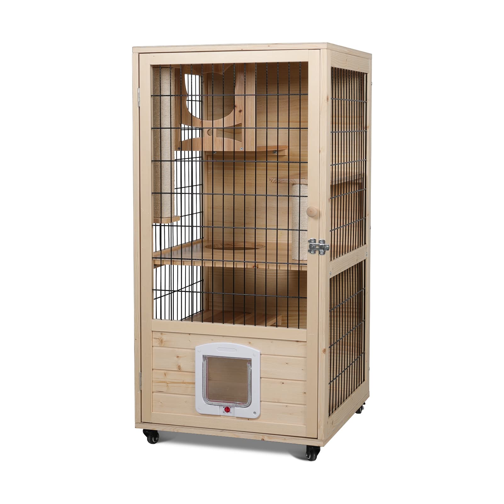 Wooden Cat House with Scratching Post PF005/006 Medium